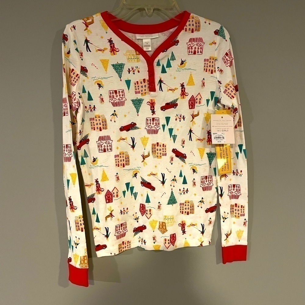 nwt Lauren Conrad girls, Christmas pajama top size 14 - Picture 1 of 4